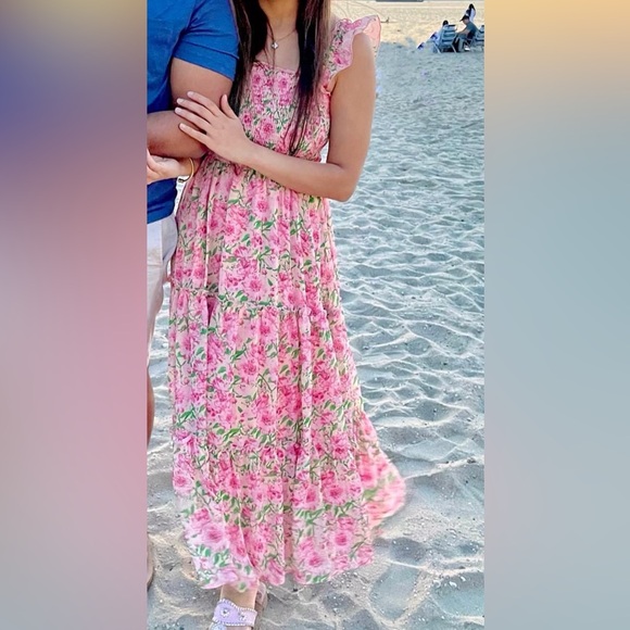 Dresses & Skirts - Pink and green floral dress